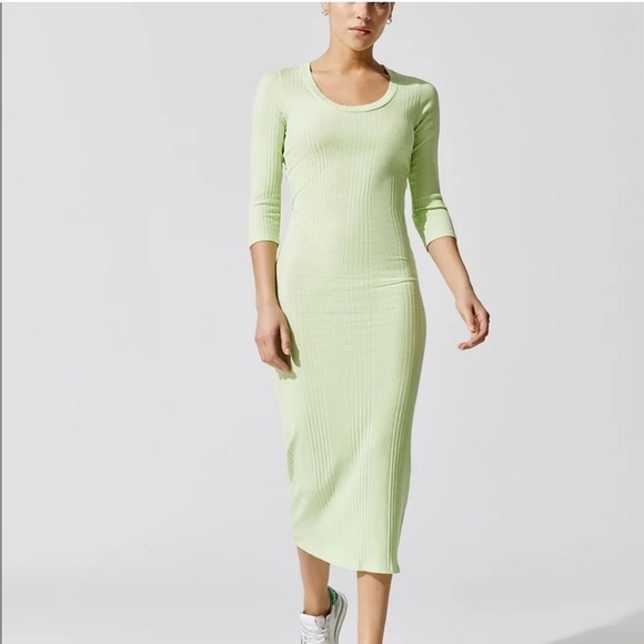 NSF Dresses & Skirts - NSF Meadow Rib Dress Midi Dress in Limon